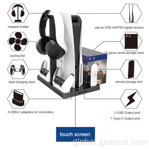 Controller Dual Dock For Ps5 Cooling Fan Charging Station Vertical Stand for PS5 Supplier